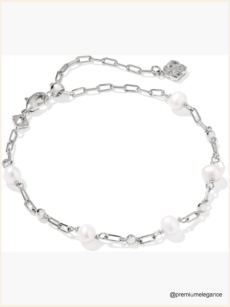 Freshwater Cultured Pearl Paperclip Chain Bracelet, Dainty Adjustable 8in